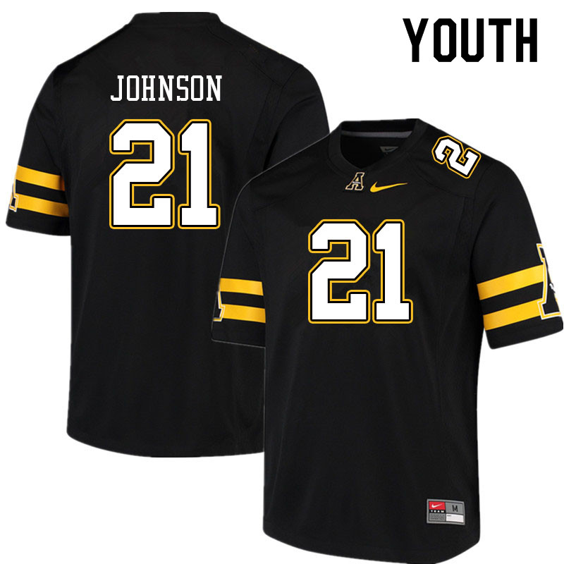 Youth #21 Elijah Johnson Appalachian State Mountaineers College Football Jerseys Sale-Black - Click Image to Close